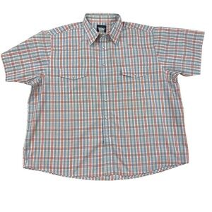 Vintage Wrangler Pearl Snap Western Men's 2XL Short Sleeve Button Down Up Shirt
